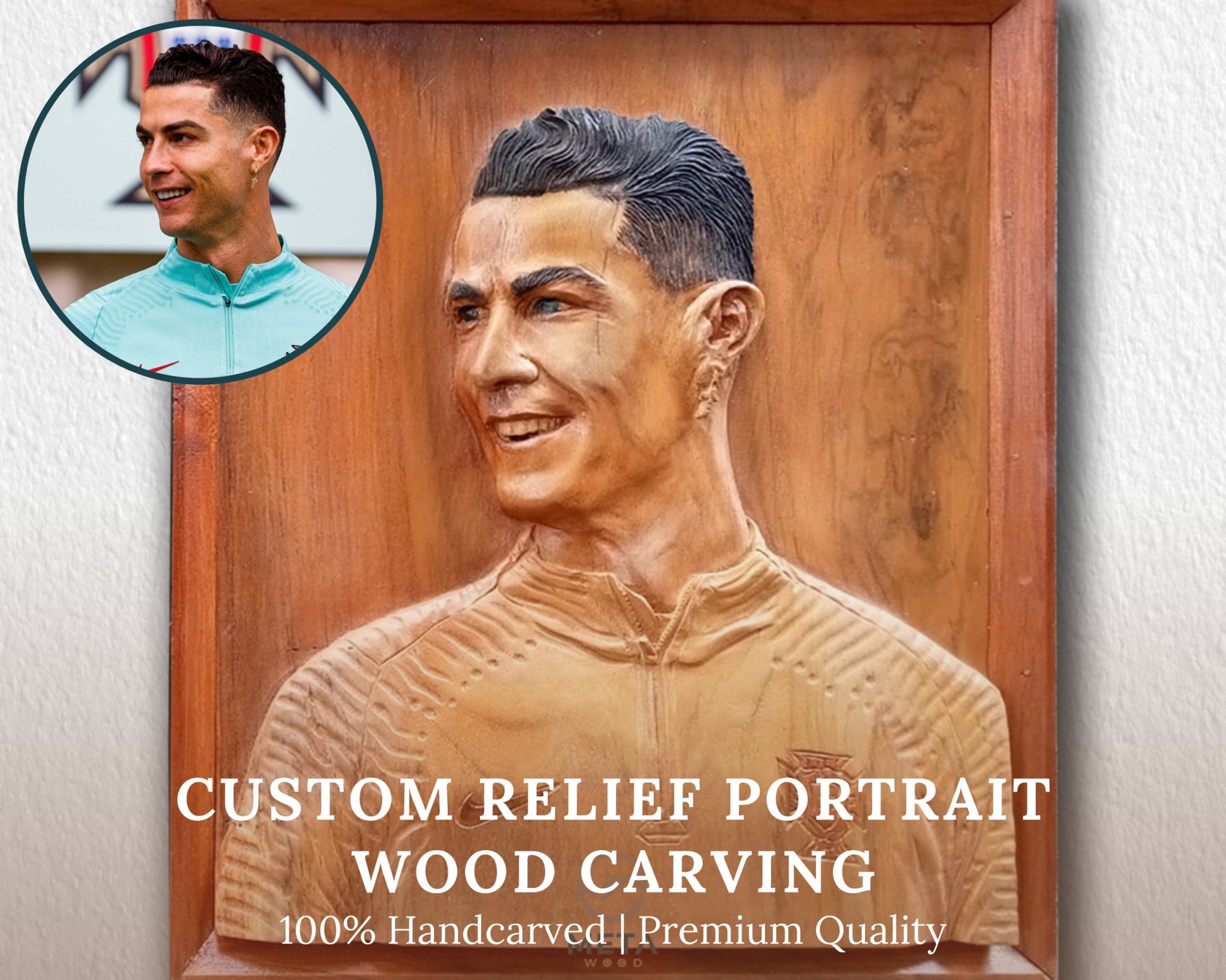 Personalized Custom 3D Realistic Single Photo Portrait Wood Relief Carving - Meta Wood - Size 1 - 7.8" W x 11.8" H Inches (20cm x 30 cm)