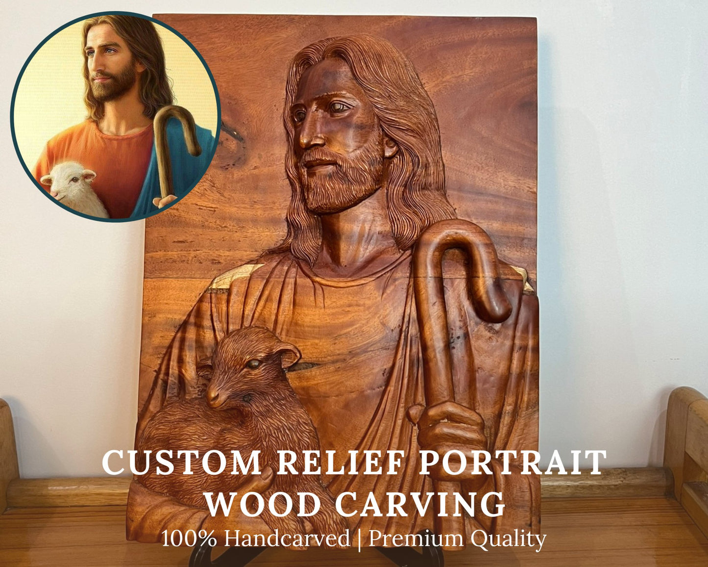 Personalized Custom 3D Realistic Single Photo Portrait Wood Relief Carving - Meta Wood - Size 1 - 7.8" W x 11.8" H Inches (20cm x 30 cm)