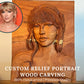Personalized Custom 3D Realistic Single Photo Portrait Wood Relief Carving - Meta Wood - Size 1 - 7.8" W x 11.8" H Inches (20cm x 30 cm)