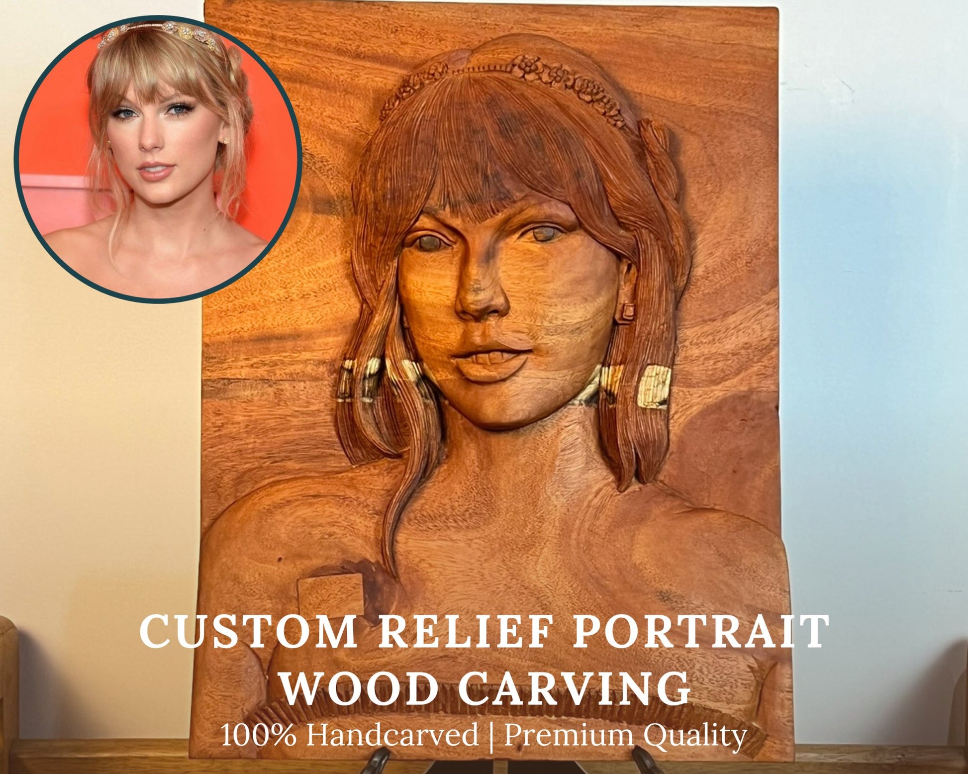 Personalized Custom 3D Realistic Single Photo Portrait Wood Relief Carving - Meta Wood - Size 1 - 7.8" W x 11.8" H Inches (20cm x 30 cm)