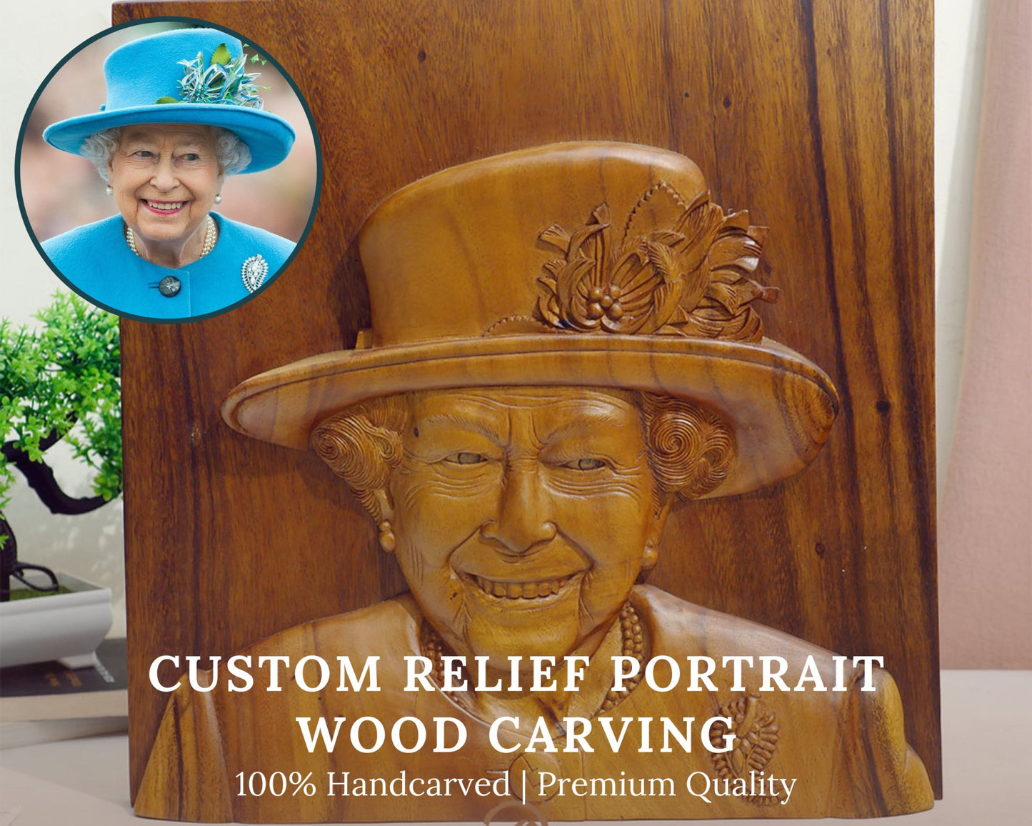 Personalized Custom 3D Realistic Single Photo Portrait Wood Relief Carving - Meta Wood - Size 1 - 7.8" W x 11.8" H Inches (20cm x 30 cm)