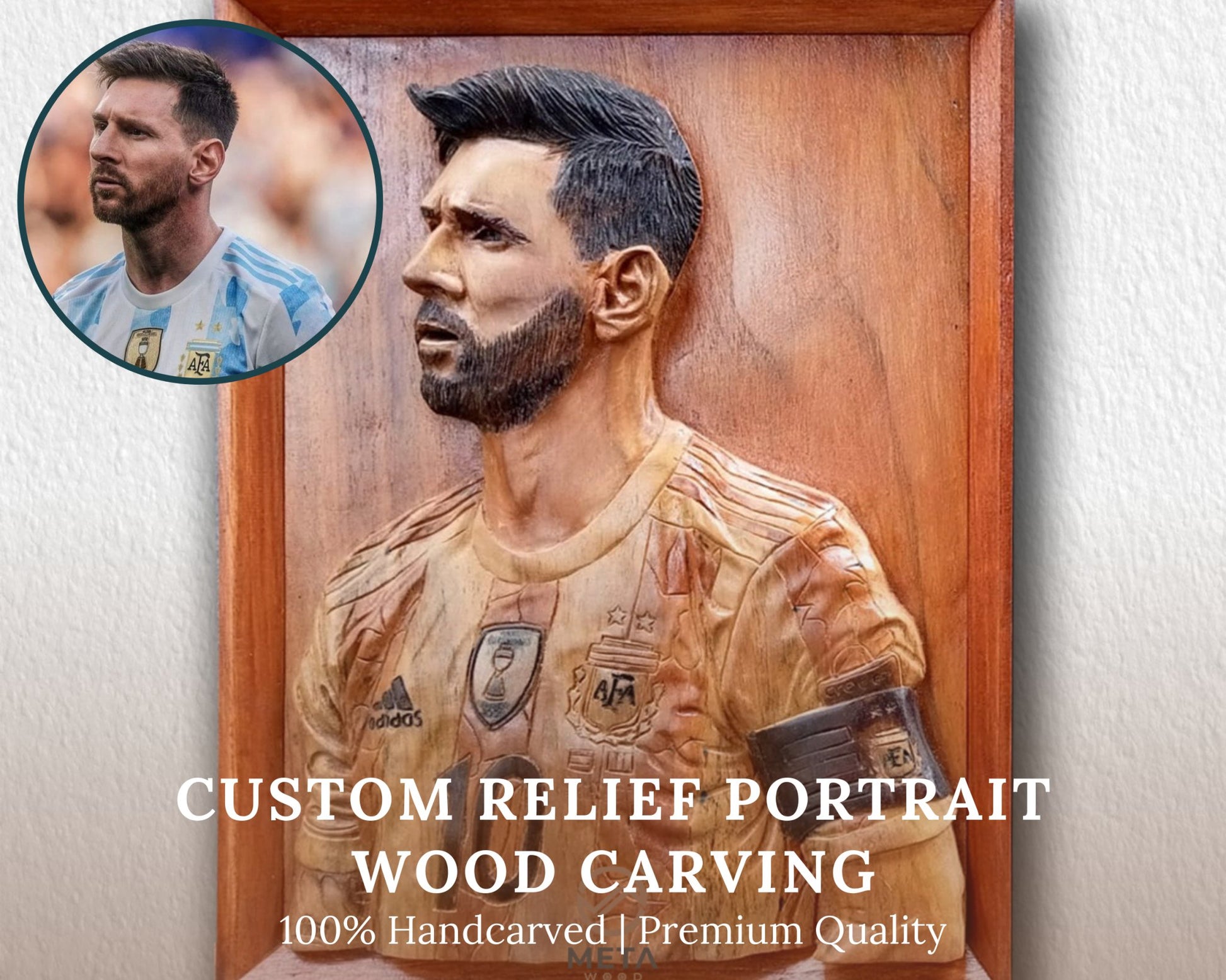 Personalized Custom 3D Realistic Single Photo Portrait Wood Relief Carving - Meta Wood - Size 1 - 7.8" W x 11.8" H Inches (20cm x 30 cm)