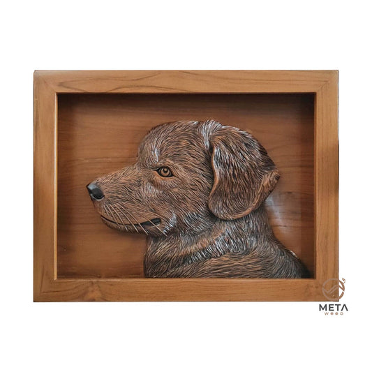 Personalized Pet Portrait Carving, Realistic Portrait - Meta Wood - Size 1 - 7.8" W x 11.8" H Inches (20cm x 30 cm)