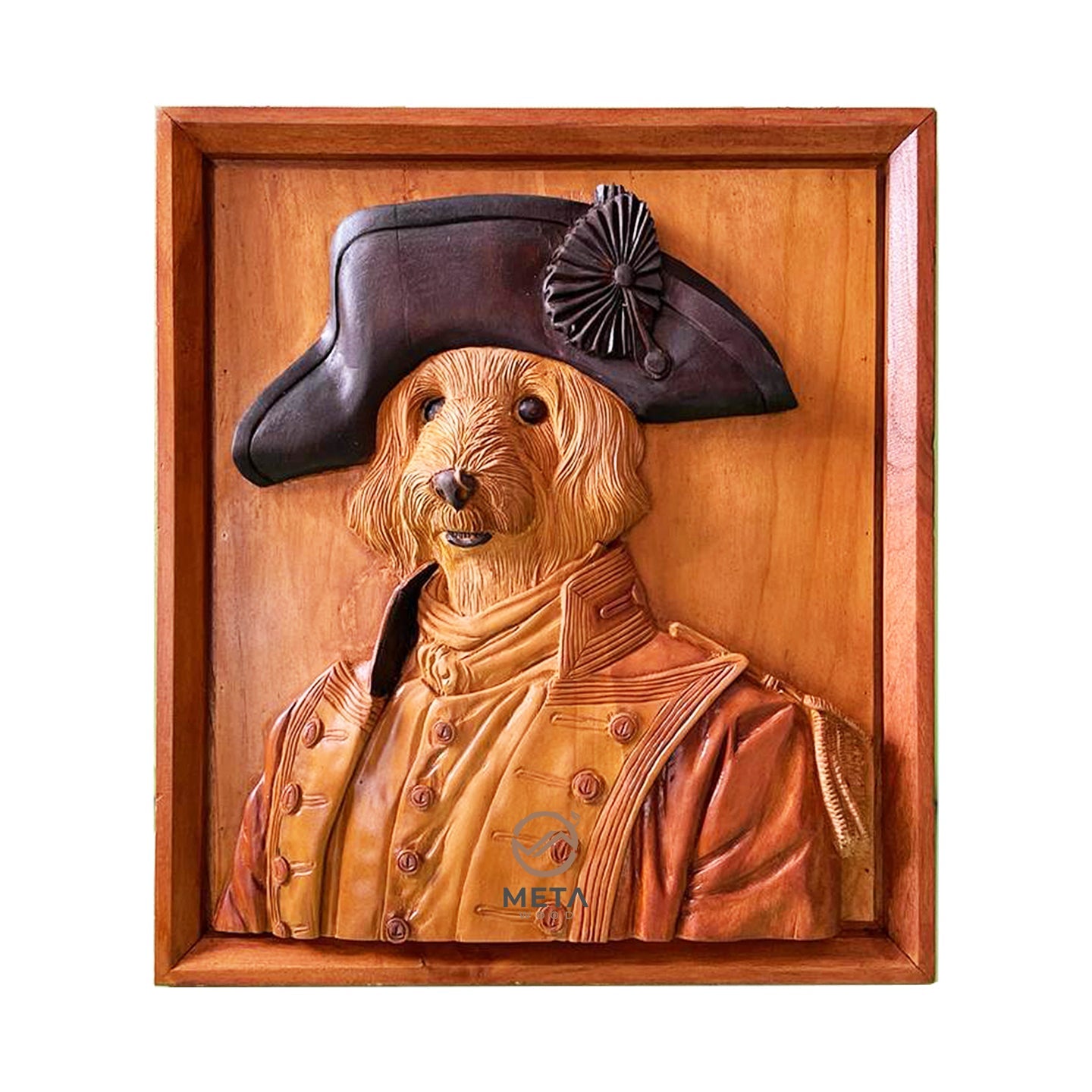 Personalized Pet Portrait Carving, Renaissance Royal Portrait - Meta Wood - Size 1 - 7.8" W x 11.8" H Inches (20cm x 30 cm)