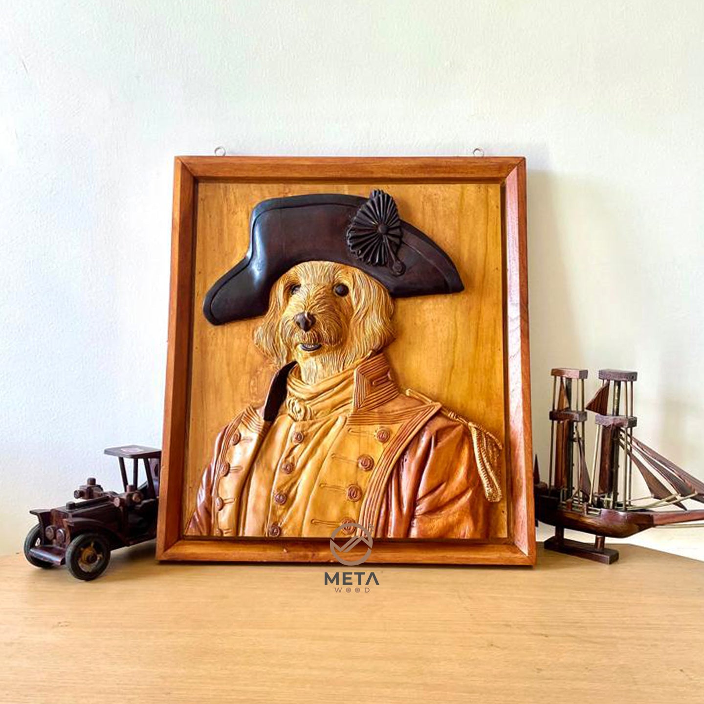 Personalized Pet Portrait Carving, Renaissance Royal Portrait - Meta Wood - Size 1 - 7.8" W x 11.8" H Inches (20cm x 30 cm)