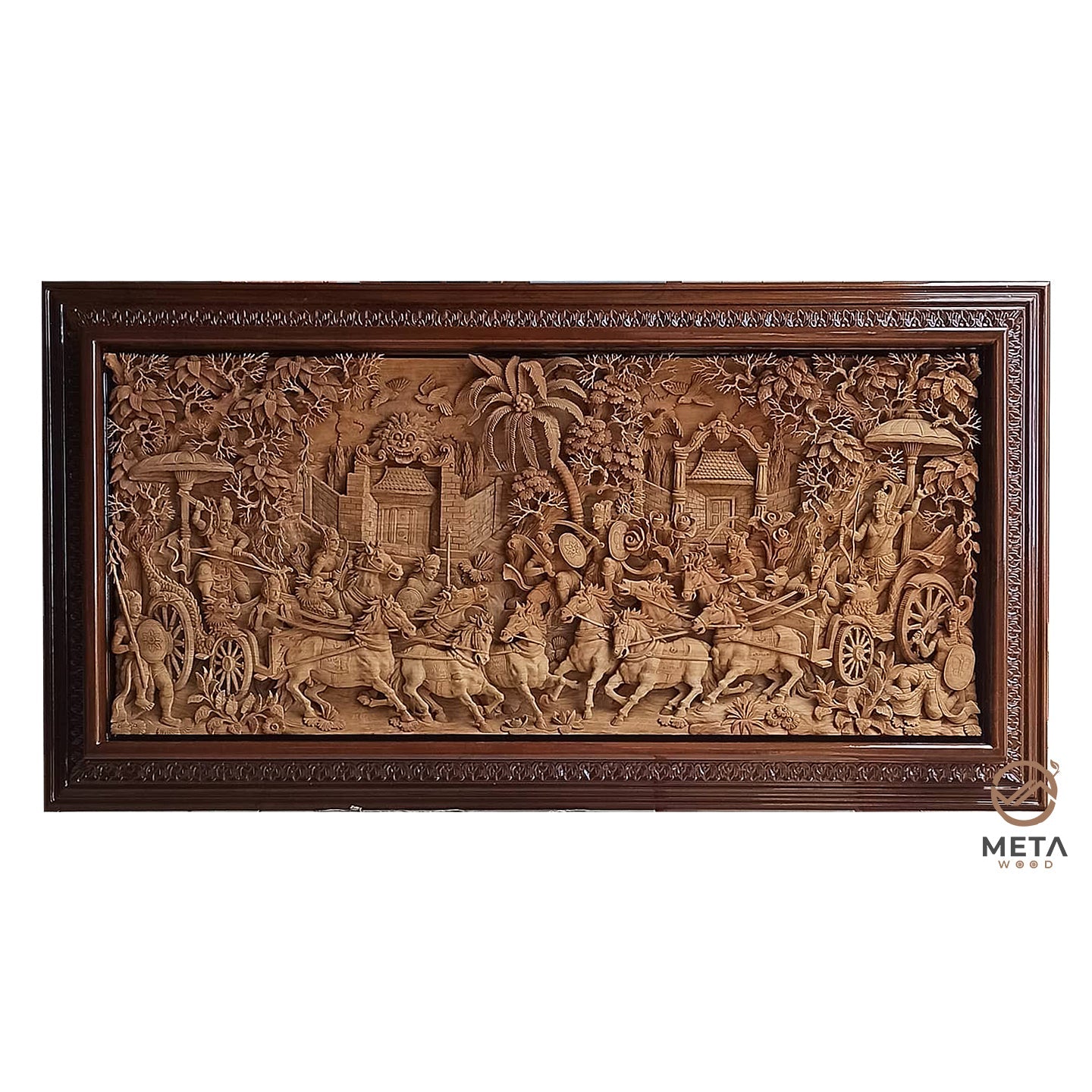 Personalized Realistic Diorama Landscape Wood Carving, Bas - Relief Sculpture Art - Meta Wood - Size 1 - 19.6" W x 19.6" H x 2.7" D Inches (500mm * 500 mm * 70 mm)