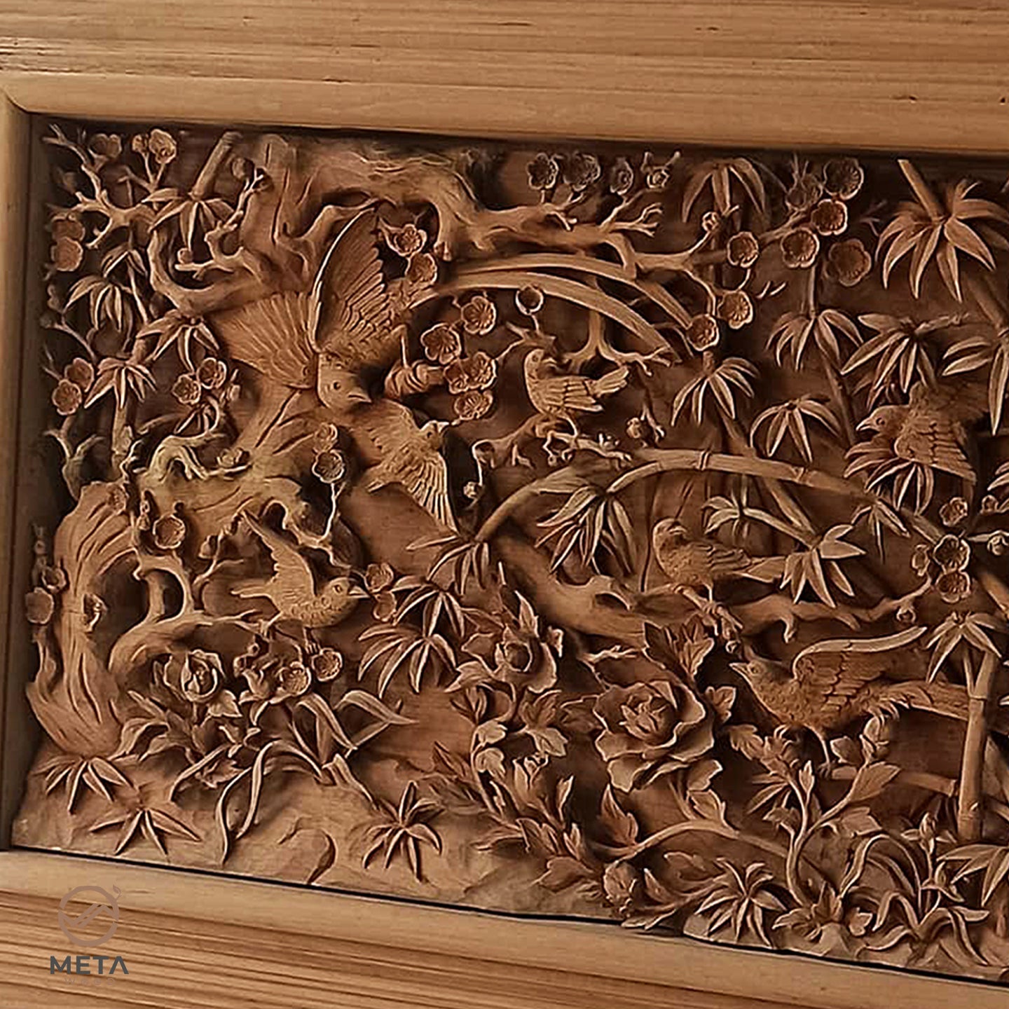 Personalized Realistic Diorama Landscape Wood Carving, Bas - Relief Sculpture Art - Meta Wood - Size 1 - 19.6" W x 19.6" H x 2.7" D Inches (500mm * 500 mm * 70 mm)