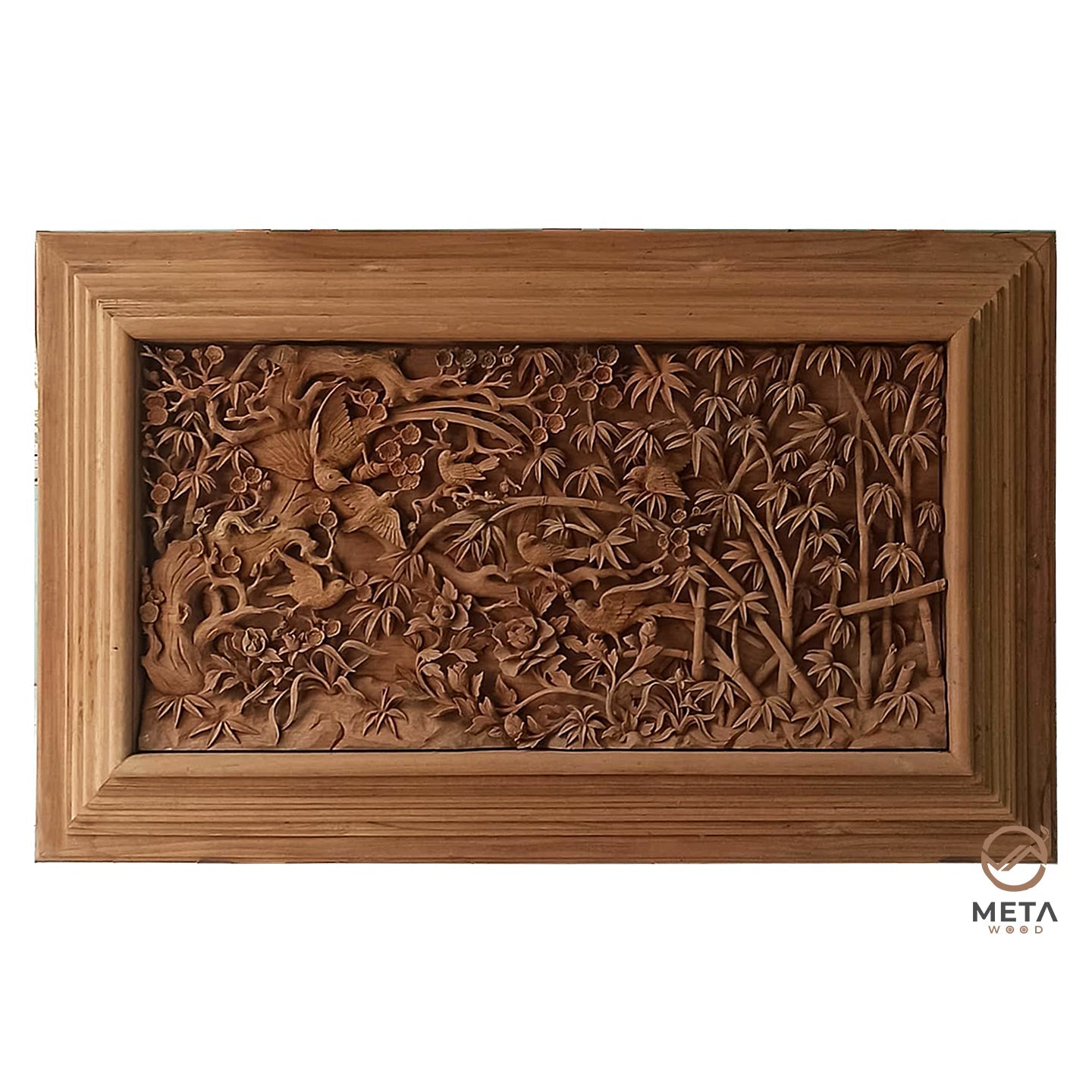 Personalized Realistic Diorama Landscape Wood Carving, Bas - Relief Sculpture Art - Meta Wood - Size 1 - 19.6" W x 19.6" H x 2.7" D Inches (500mm * 500 mm * 70 mm)