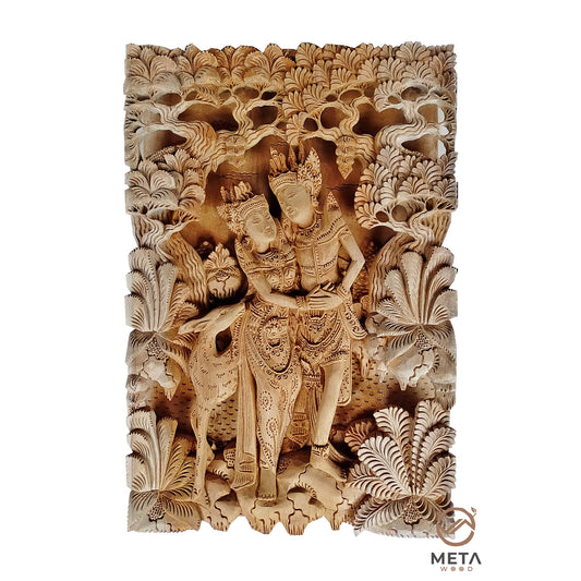 This wood carving, depicting romance of Rama and Shinta, is hand carved by skilled Artisans, who use traditional carving techniques to create this fine craftsmanship that will be the centerpiece of any room. Explore Meta Wood other wood art pieces. We offer an extensive selection of unique and custom wood carvings.